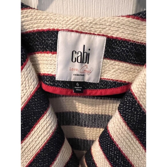 CAbi Collection Cruise Jacket Womens 6 Stripe Knit Blazer nautical preppy Sailor - Picture 9 of 11